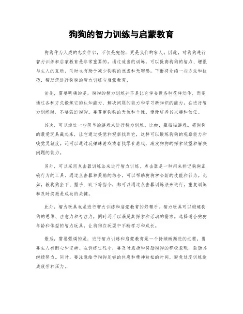 狗狗的智力训练与启蒙教育