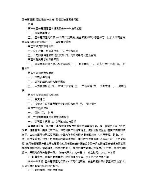 投融资计划书
