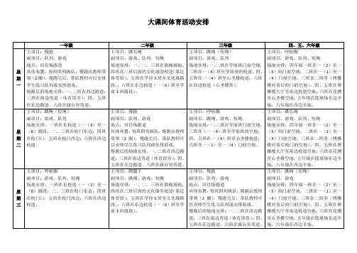 大课间体育活动安排