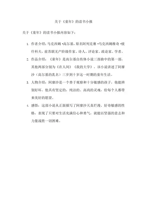关于《童年》的读书小报