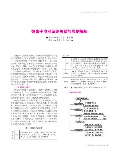 锂离子电池归纳总结与典例解析