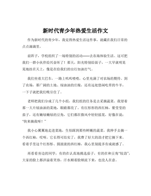 新时代青少年热爱生活作文