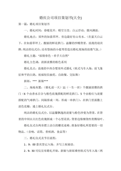 婚庆公司项目策划书(大全)
