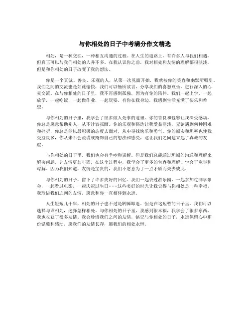 与你相处的日子中考满分作文精选