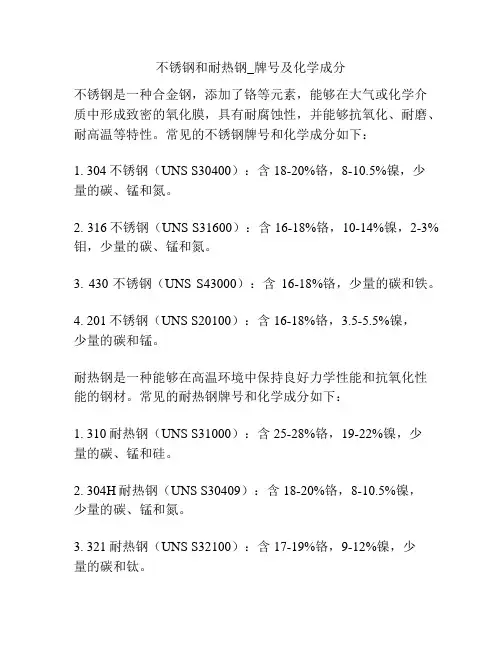 不锈钢和耐热钢_牌号及化学成分