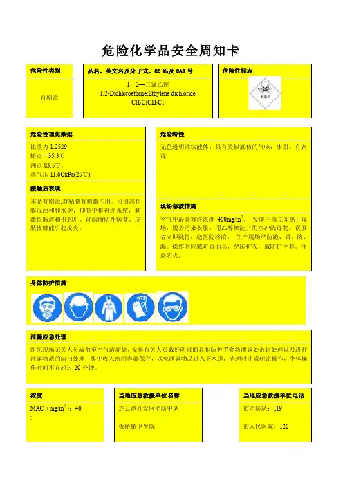 危险化学品安全周知卡-1,2—二氯乙烷.doc