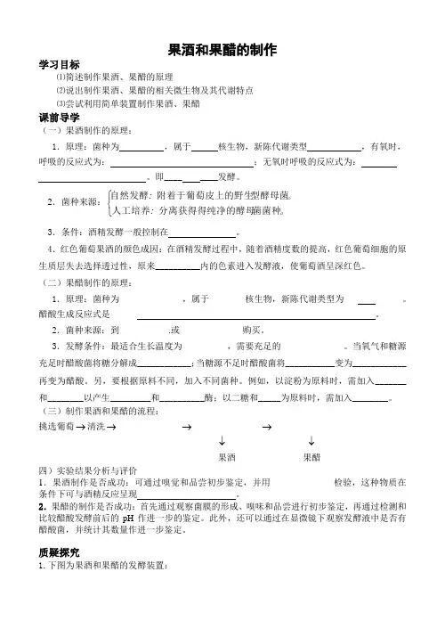 果酒和果醋的制作