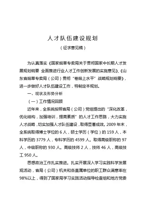 人才队伍建设规划