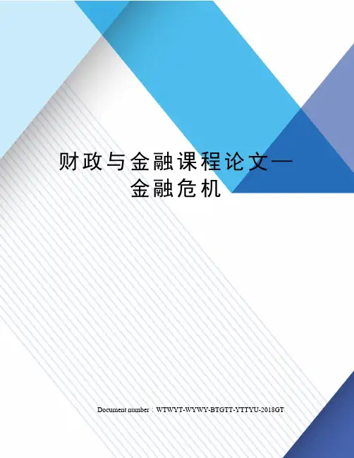 财政与金融课程论文—金融危机