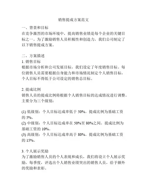 销售提成方案范文