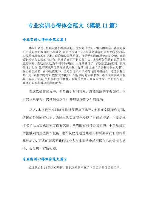 专业实训心得体会范文(模板11篇)