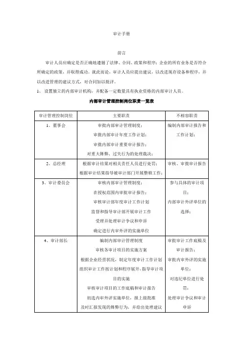 内部审计工作规范手册