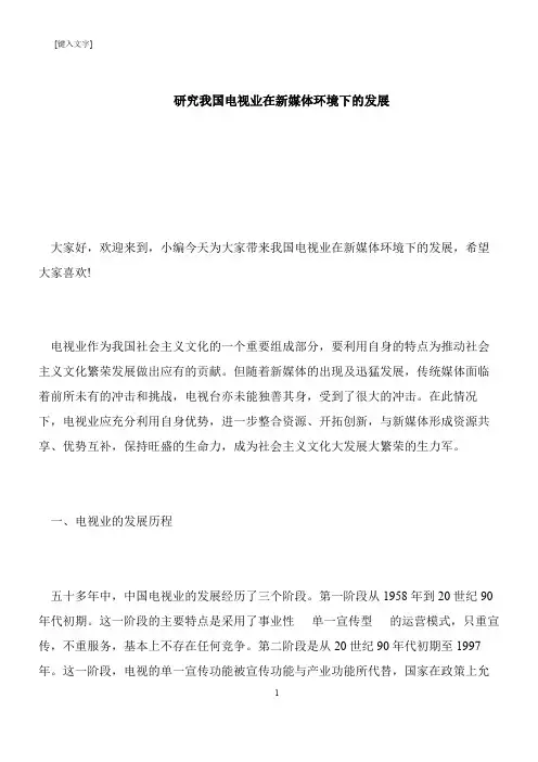 【推荐下载】研究我国电视业在新媒体环境下的发展