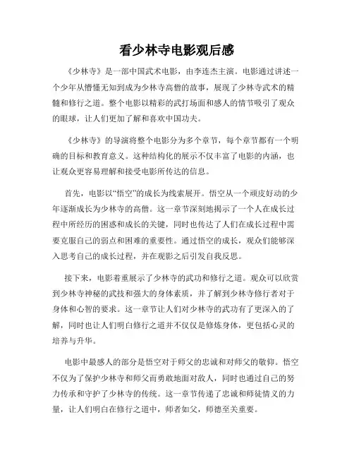 看少林寺电影观后感