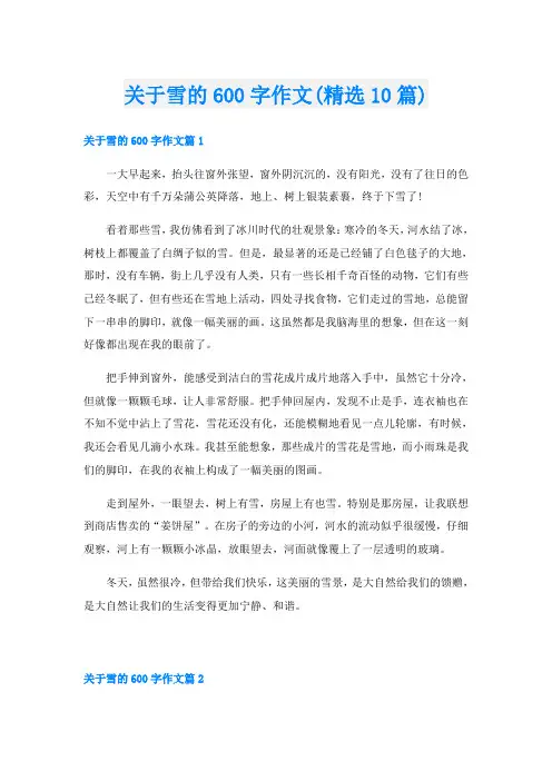 关于雪的600字作文(精选10篇)