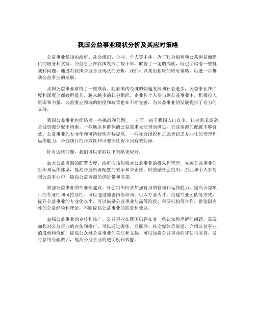 我国公益事业现状分析及其应对策略