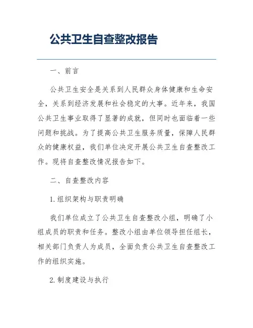 公共卫生自查整改报告