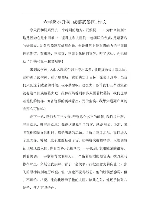 六年级小升初,成都武侯区,作文