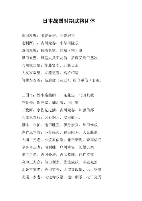 日本战国时期武将团体