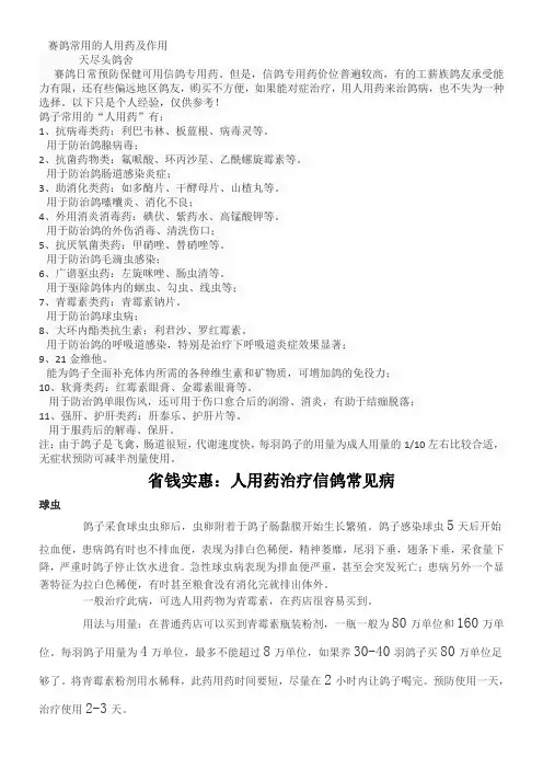 人用药巧治鸽疾