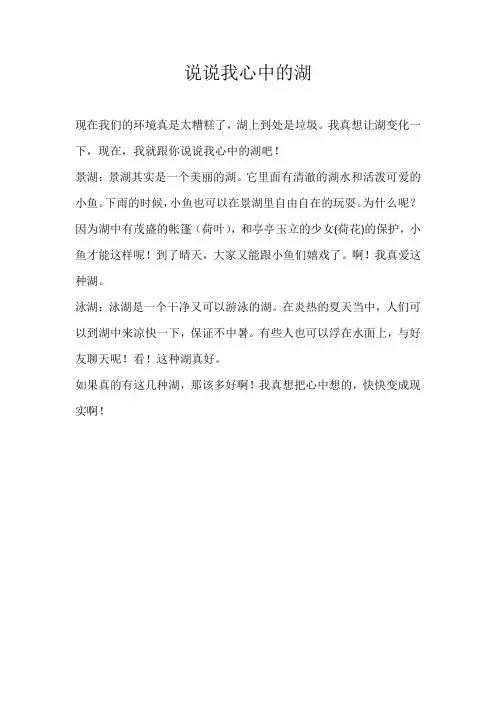 小学想象说说我心中的湖