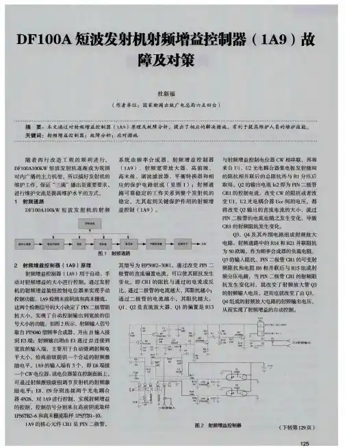 DF100A短波发射机射频增益控制器(1A9)故障及对策