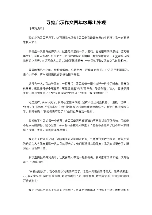 寻狗启示作文四年级写出外观