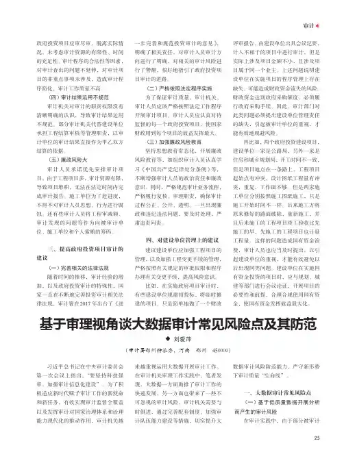 基于审理视角谈大数据审计常见风险点及其防范
