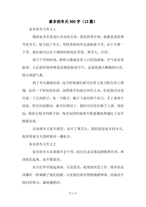 家乡的冬天300字(13篇)