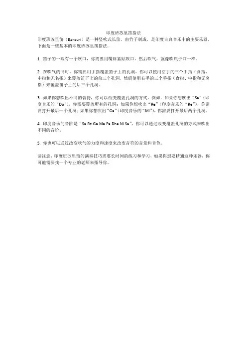 印度班苏里笛指法