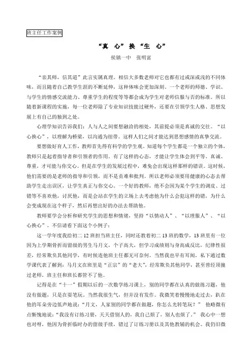 班主任工作案例