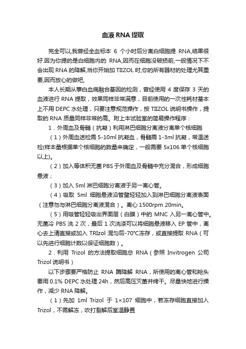 血液RNA提取