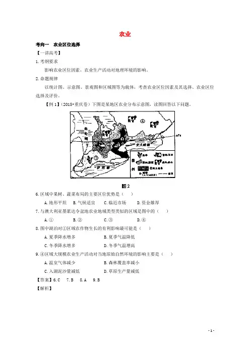 高考地理二轮复习 专题 农业(讲)(含解析)-课件