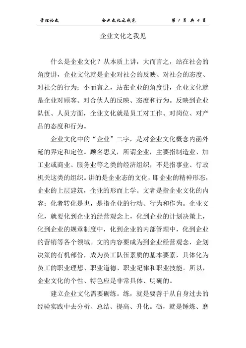 论文：企业文化之我见