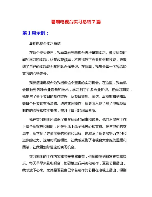 暑期电视台实习总结7篇