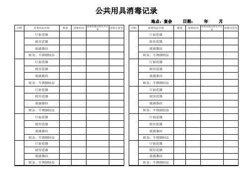洗碗间每日消毒记录表