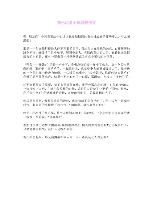 斯巴达勇士挑战赛作文