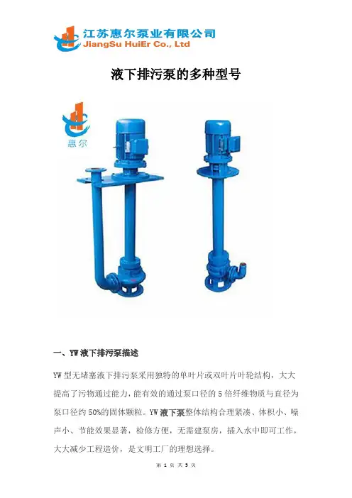 液下排污泵的多种型号