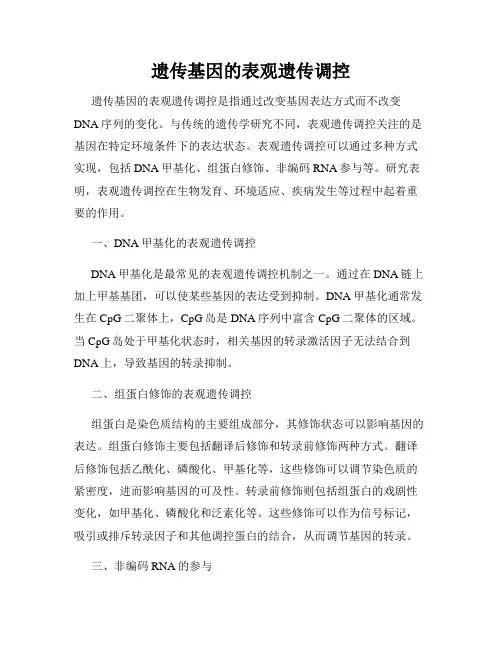 遗传基因的表观遗传调控