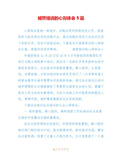 城管培训的心得体会5篇