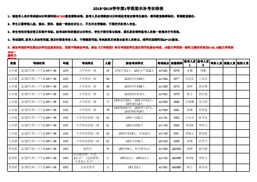 期末补考安排表