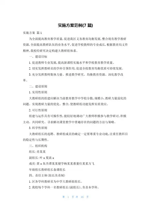 实施方案范例(7篇)