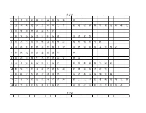 苏教版三年级上生字表