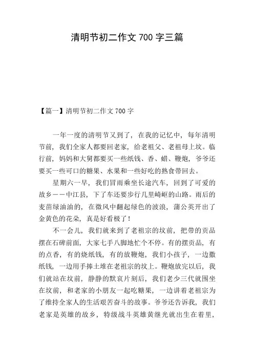 清明节初二作文700字三篇