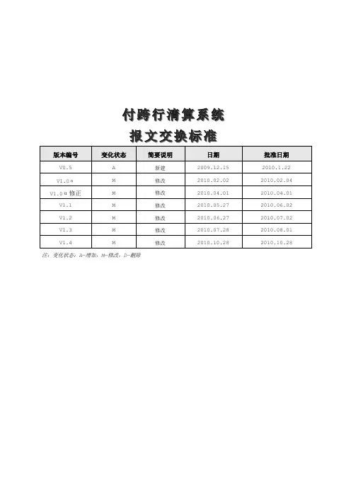 网上支付跨行清算系统报文交换标准1.9讲解