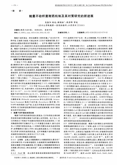 鲍曼不动杆菌耐药机制及其对策研究的新进展
