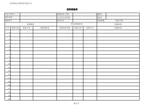 进料检验表