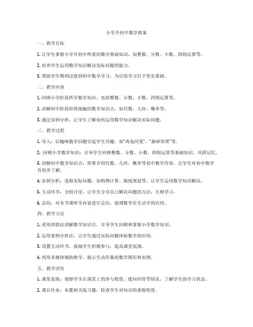 小学升初中数学教案