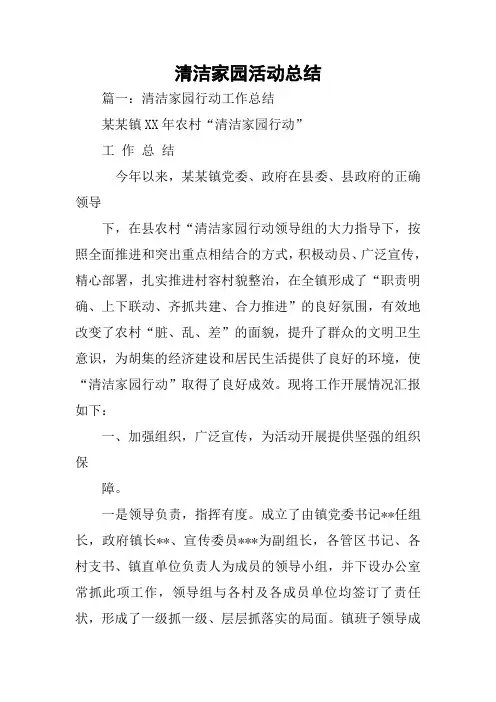 清洁家园活动总结