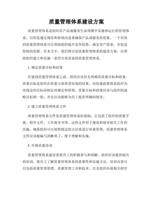 质量管理体系建设方案
